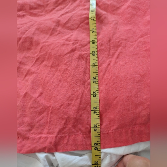 EMILY DANIELS Size PXL Coral Linen Blend Sleeveless Lace Front Blouse Shirt Top - Picture 9 of 9